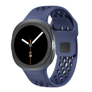 For Samsung Galaxy Watch8 40mm Rhombic Texture Bezel and Black Reverse Buckle Silicone Watch Band(Midnight Blue Black)