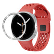 For Samsung Galaxy Watch8 44mm Diamond Bezel and Black Reverse Buckle Silicone Watch Band(Red Silver) - free shipping - PMC TechLife - Order now!