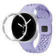 For Samsung Galaxy Watch8 44mm Diamond Bezel and Black Reverse Buckle Silicone Watch Band(Purple Silver) - free shipping - PMC TechLife - Order now!