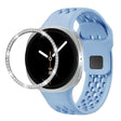 For Samsung Galaxy Watch8 44mm Diamond Bezel and Black Reverse Buckle Silicone Watch Band(Light Blue Silver) - free shipping - PMC TechLife - Order now!
