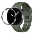 For Samsung Galaxy Watch8 44mm Diamond Bezel and Black Reverse Buckle Silicone Watch Band(Army Green Black) - free shipping - PMC TechLife - Order now!