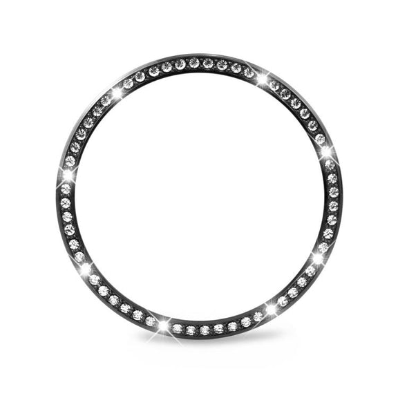 For Samsung Galaxy Watch8 44mm Diamond Bezel and Black Reverse Buckle Silicone Watch Band(Beige Black)