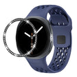 For Samsung Galaxy Watch8 44mm Diamond Bezel and Black Reverse Buckle Silicone Watch Band(Midnight Blue Black) - free shipping - PMC TechLife - Order now!