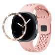 For Samsung Galaxy Watch8 44mm Diamond Bezel and Black Reverse Buckle Silicone Watch Band(Pink Rose Gold) - free shipping - PMC TechLife - Order now!