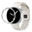 For Samsung Galaxy Watch8 40mm Diamond Bezel and Black Reverse Buckle Silicone Watch Band(Beige Silver) - free shipping - PMC TechLife - Order now!