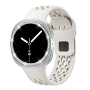 For Samsung Galaxy Watch8 40mm Diamond Bezel and Black Reverse Buckle Silicone Watch Band(Beige Silver)