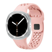 For Samsung Galaxy Watch8 40mm Diamond Bezel and Black Reverse Buckle Silicone Watch Band(Pink Silver)