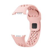 For Samsung Galaxy Watch8 40mm Diamond Bezel and Black Reverse Buckle Silicone Watch Band(Pink Silver)