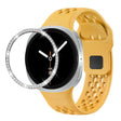 For Samsung Galaxy Watch8 40mm Diamond Bezel and Black Reverse Buckle Silicone Watch Band(Yellow Silver) - free shipping - PMC TechLife - Order now!