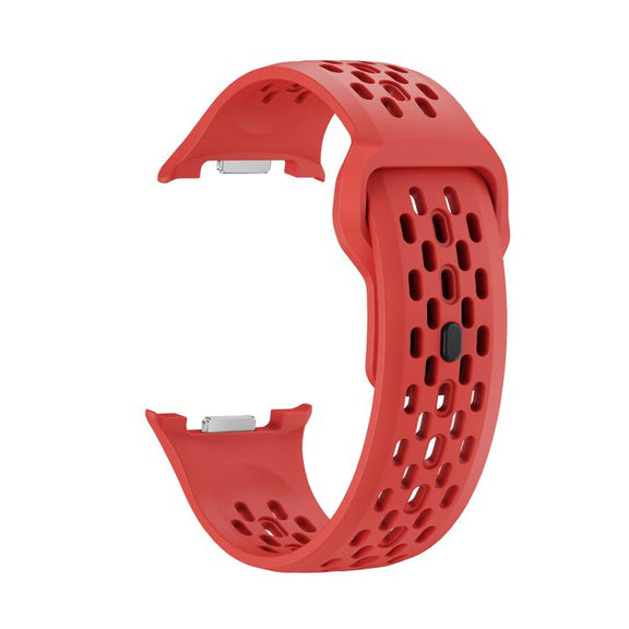 For Samsung Galaxy Watch8 40mm Diamond Bezel and Black Reverse Buckle Silicone Watch Band(Red Silver)
