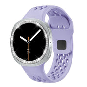 For Samsung Galaxy Watch8 40mm Diamond Bezel and Black Reverse Buckle Silicone Watch Band(Purple Silver)