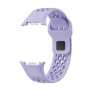 For Samsung Galaxy Watch8 40mm Diamond Bezel and Black Reverse Buckle Silicone Watch Band(Purple Silver)
