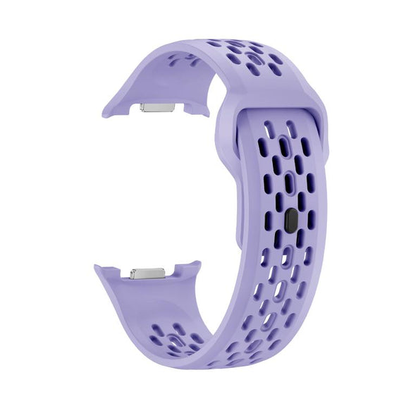 For Samsung Galaxy Watch8 40mm Diamond Bezel and Black Reverse Buckle Silicone Watch Band(Purple Silver)