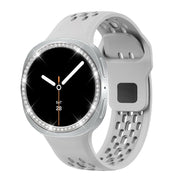 For Samsung Galaxy Watch8 40mm Diamond Bezel and Black Reverse Buckle Silicone Watch Band(Gray Silver)