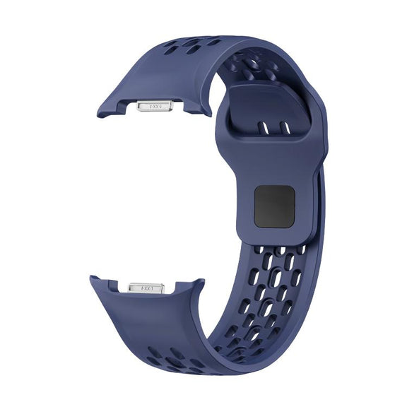 For Samsung Galaxy Watch8 40mm Diamond Bezel and Black Reverse Buckle Silicone Watch Band(Midnight Blue Silver)