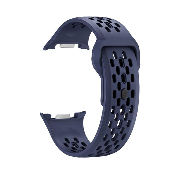 For Samsung Galaxy Watch8 40mm Diamond Bezel and Black Reverse Buckle Silicone Watch Band(Midnight Blue Silver)