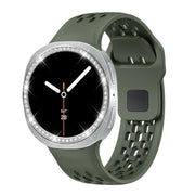 For Samsung Galaxy Watch8 40mm Diamond Bezel and Black Reverse Buckle Silicone Watch Band(Army Green Silver)