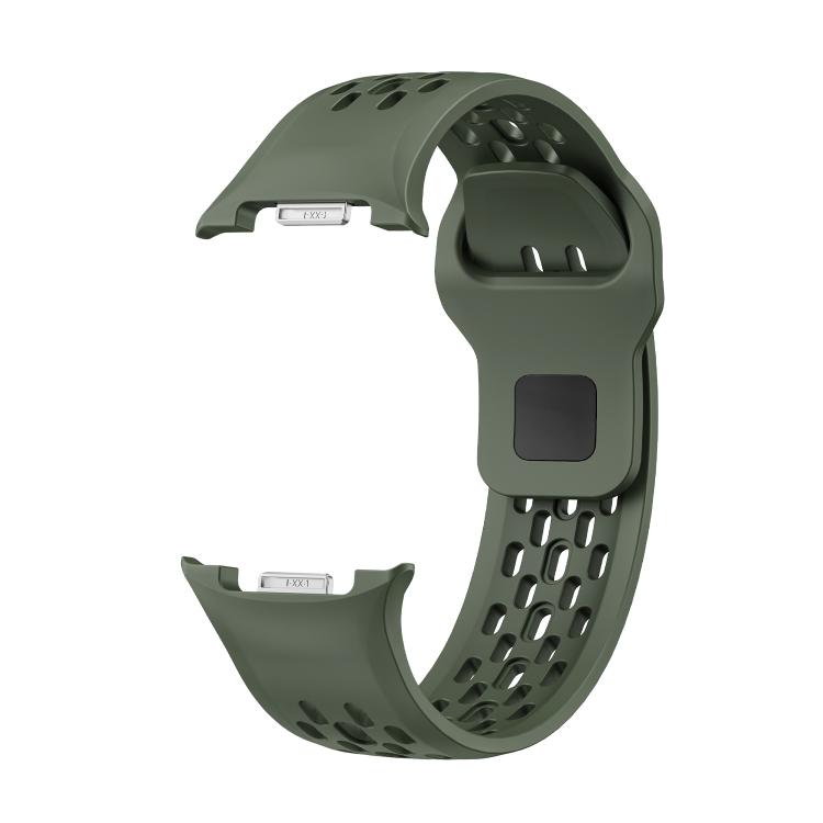 For Samsung Galaxy Watch8 40mm Diamond Bezel and Black Reverse Buckle Silicone Watch Band(Army Green Silver) - free shipping - PMC TechLife - Order now!