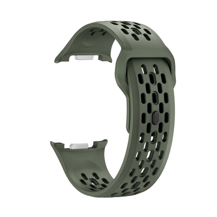 For Samsung Galaxy Watch8 40mm Diamond Bezel and Black Reverse Buckle Silicone Watch Band(Army Green Silver) - free shipping - PMC TechLife - Order now!