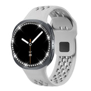 For Samsung Galaxy Watch8 40mm Diamond Bezel and Black Reverse Buckle Silicone Watch Band(Gray Black)