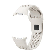 For Samsung Galaxy Watch8 40mm Diamond Bezel and Black Reverse Buckle Silicone Watch Band(Beige Black)