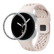 For Samsung Galaxy Watch8 44mm Speed Bezel and Black Reverse Buckle Silicone Watch Band(Starlight Silver) - free shipping - PMC TechLife - Order now!