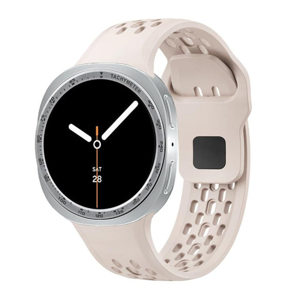 For Samsung Galaxy Watch8 44mm Speed Bezel and Black Reverse Buckle Silicone Watch Band(Starlight Silver)