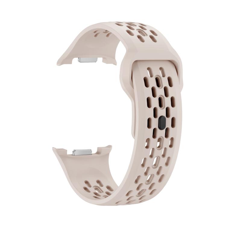 For Samsung Galaxy Watch8 44mm Speed Bezel and Black Reverse Buckle Silicone Watch Band(Starlight Silver)