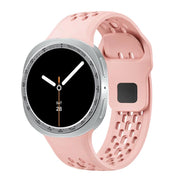 For Samsung Galaxy Watch8 44mm Speed Bezel and Black Reverse Buckle Silicone Watch Band(Pink Silver)
