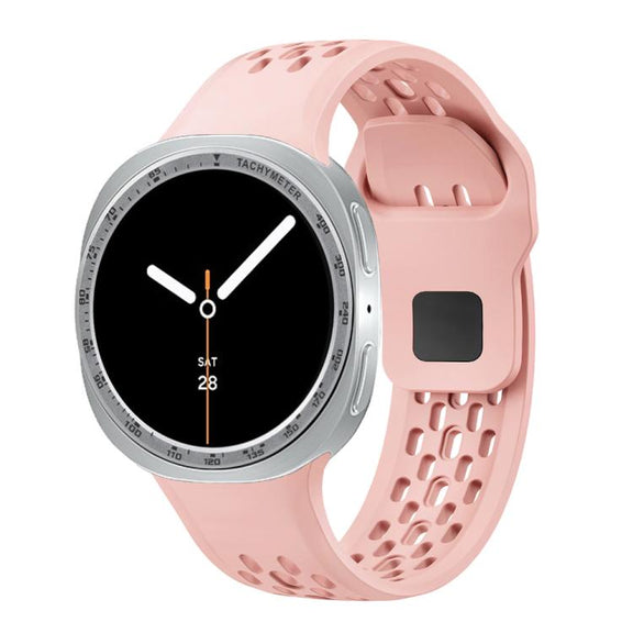 For Samsung Galaxy Watch8 44mm Speed Bezel and Black Reverse Buckle Silicone Watch Band(Pink Silver)