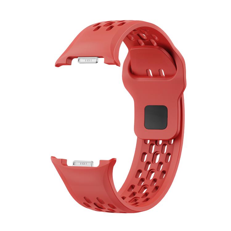 For Samsung Galaxy Watch8 44mm Speed Bezel and Black Reverse Buckle Silicone Watch Band(Red Silver) - free shipping - PMC TechLife - Order now!