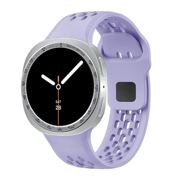 For Samsung Galaxy Watch8 44mm Speed Bezel and Black Reverse Buckle Silicone Watch Band(Purple Silver)