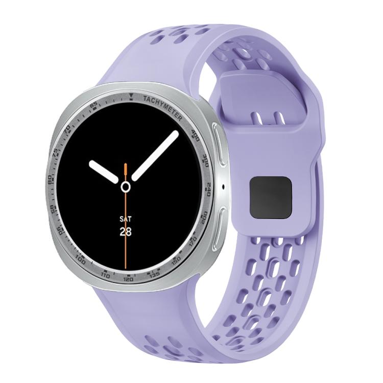 For Samsung Galaxy Watch8 44mm Speed Bezel and Black Reverse Buckle Silicone Watch Band(Purple Silver)