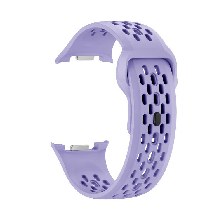 For Samsung Galaxy Watch8 44mm Speed Bezel and Black Reverse Buckle Silicone Watch Band(Purple Silver)