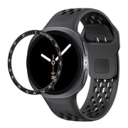 For Samsung Galaxy Watch8 44mm Speed Bezel and Black Reverse Buckle Silicone Watch Band(Black Black)
