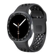 For Samsung Galaxy Watch8 44mm Speed Bezel and Black Reverse Buckle Silicone Watch Band(Black Black)