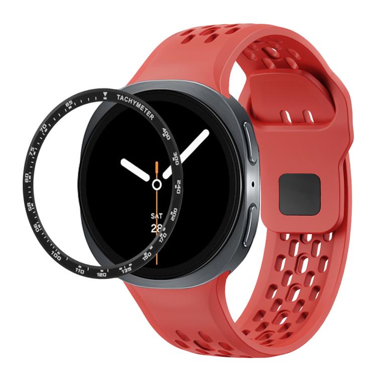 For Samsung Galaxy Watch8 44mm Speed Bezel and Black Reverse Buckle Silicone Watch Band(Red Black) - free shipping - PMC TechLife - Order now!