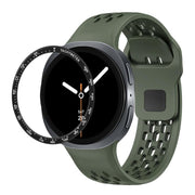 For Samsung Galaxy Watch8 44mm Speed Bezel and Black Reverse Buckle Silicone Watch Band(Army Green Black)