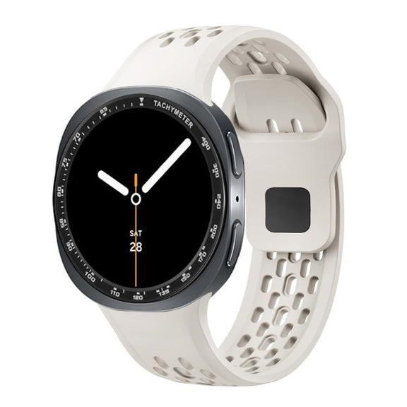For Samsung Galaxy Watch8 44mm Speed Bezel and Black Reverse Buckle Silicone Watch Band(Beige Black)