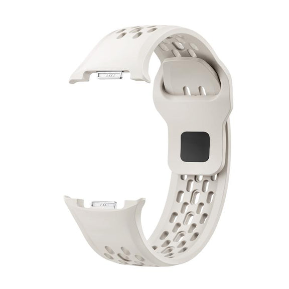 For Samsung Galaxy Watch8 44mm Speed Bezel and Black Reverse Buckle Silicone Watch Band(Beige Black)
