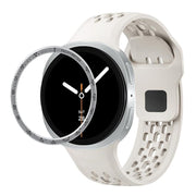 For Samsung Galaxy Watch8 40mm Speed Bezel and Black Reverse Buckle Silicone Watch Band(Beige Silver)