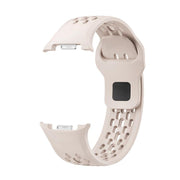 For Samsung Galaxy Watch8 40mm Speed Bezel and Black Reverse Buckle Silicone Watch Band(Starlight Silver)