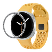 For Samsung Galaxy Watch8 40mm Speed Bezel and Black Reverse Buckle Silicone Watch Band(Yellow Silver)