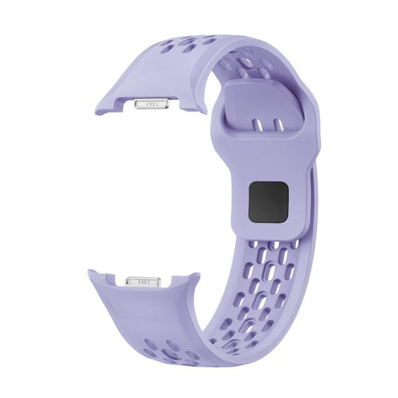 For Samsung Galaxy Watch8 40mm Speed Bezel and Black Reverse Buckle Silicone Watch Band(Purple Silver)
