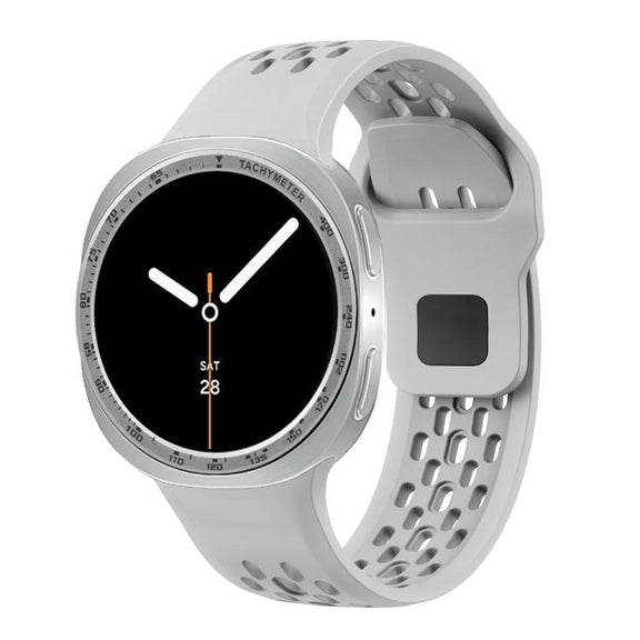 For Samsung Galaxy Watch8 40mm Speed Bezel and Black Reverse Buckle Silicone Watch Band(Gray Silver)