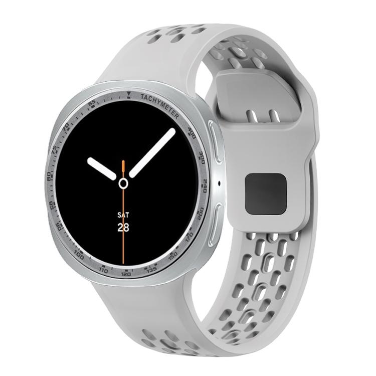 For Samsung Galaxy Watch8 40mm Speed Bezel and Black Reverse Buckle Silicone Watch Band(Gray Silver)