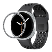For Samsung Galaxy Watch8 40mm Speed Bezel and Black Reverse Buckle Silicone Watch Band(Black Silver)