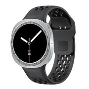 For Samsung Galaxy Watch8 40mm Speed Bezel and Black Reverse Buckle Silicone Watch Band(Black Silver)