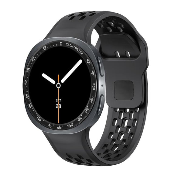 For Samsung Galaxy Watch8 40mm Speed Bezel and Black Reverse Buckle Silicone Watch Band(Black Black)