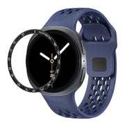 For Samsung Galaxy Watch8 40mm Speed Bezel and Black Reverse Buckle Silicone Watch Band(Midnight Blue Black)